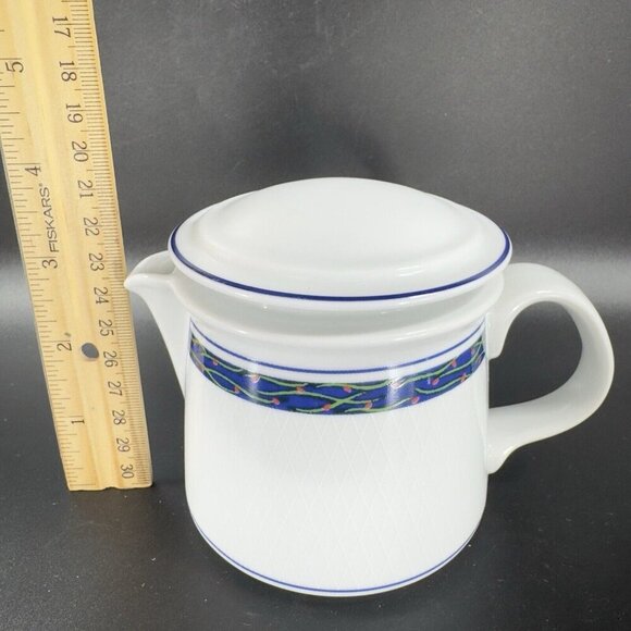 Dansk New Scandia Porcelain Trellis Floral Sugar And Creamer Blue White Set 2 - Picture 4 of 14